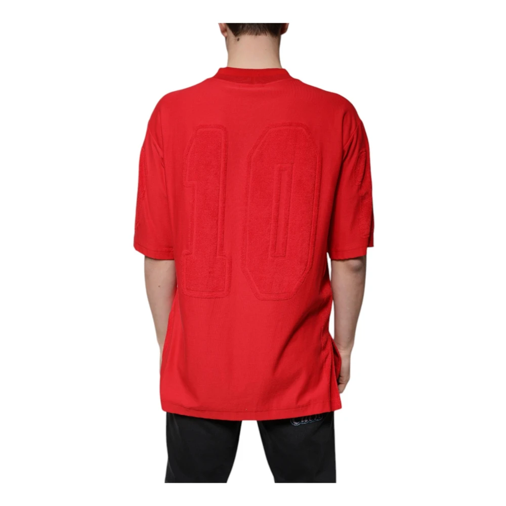 Dolce & Gabbana Rode V-hals Katoenen T-shirt Red Heren