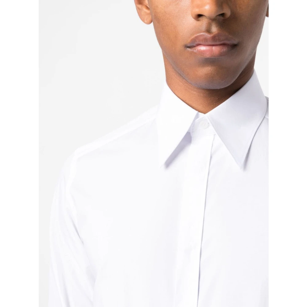 Dolce & Gabbana Witte Slim Fit Overhemd met Puntige Kraag en Lange Mouwen White Heren