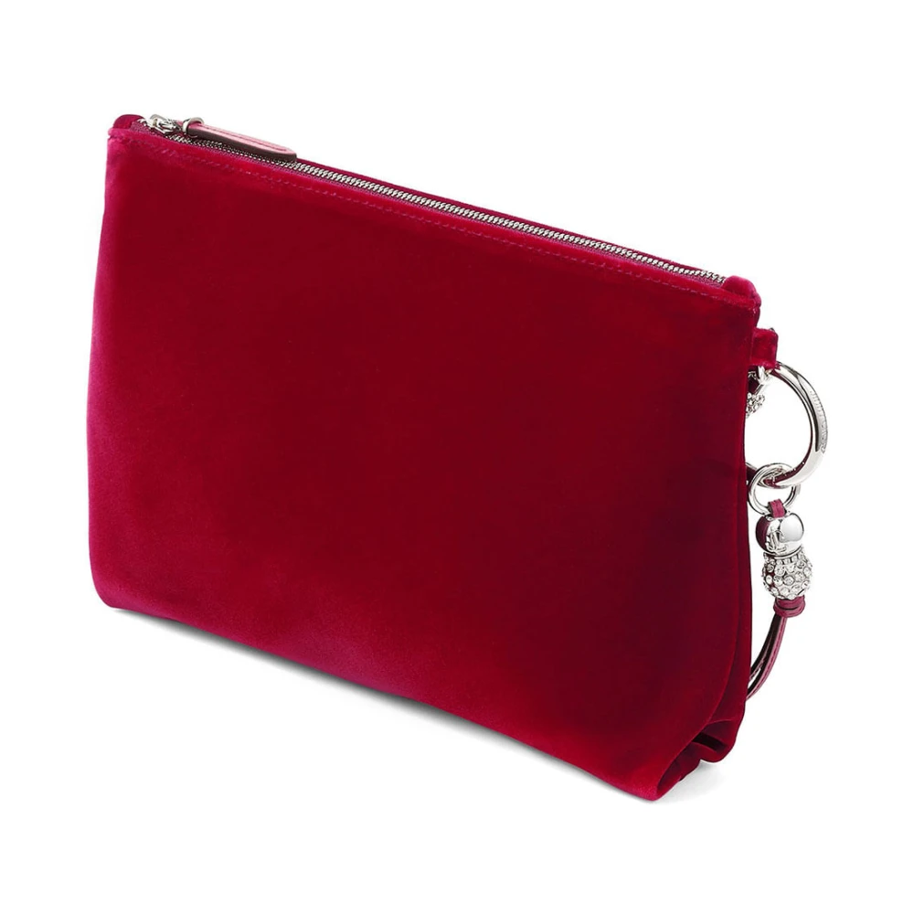 Jimmy Choo Rode Robijn Zilveren Clutch Tas Pink Dames