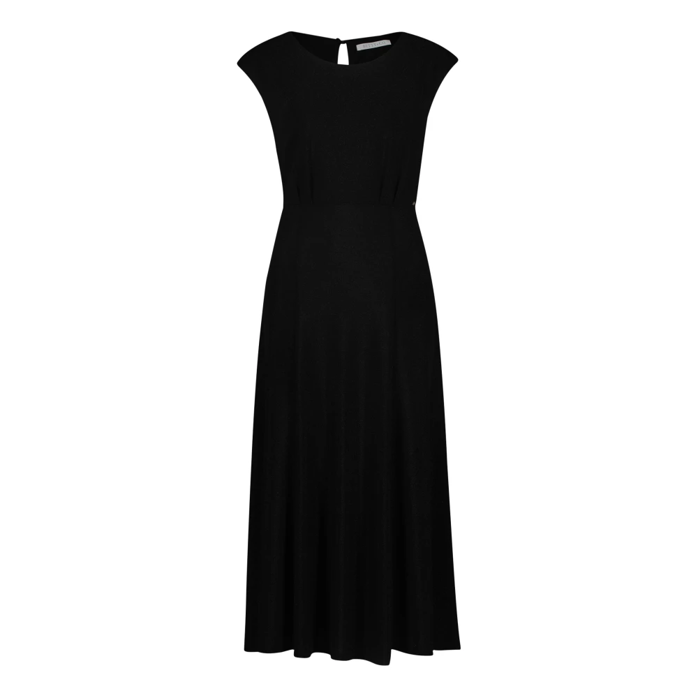 Betty & Co Mouwloze Jerseyjurk met Plooien Black Dames