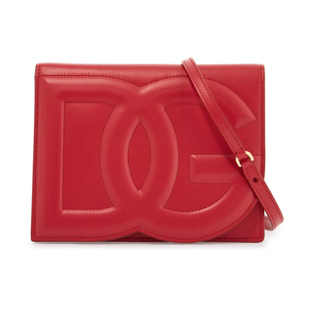 Dolce & Gabbana Rode kalfsleren schoudertas met 3D-logo Red Dames