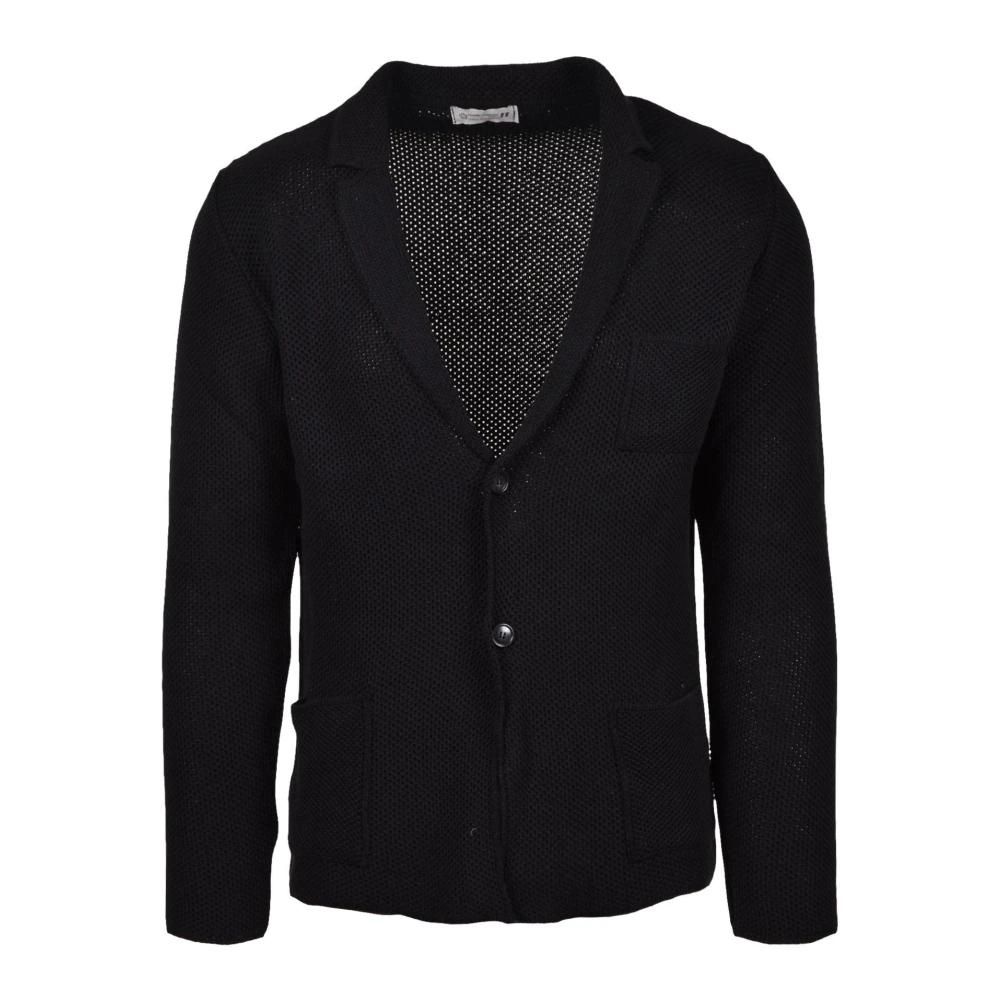 Daniele Alessandrini Tricot blazer met knoopsluiting Black Heren