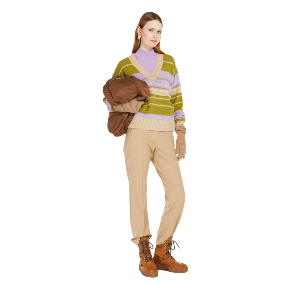 Max Mara Weekend Beige Straight Leg Trousers Beige Dames