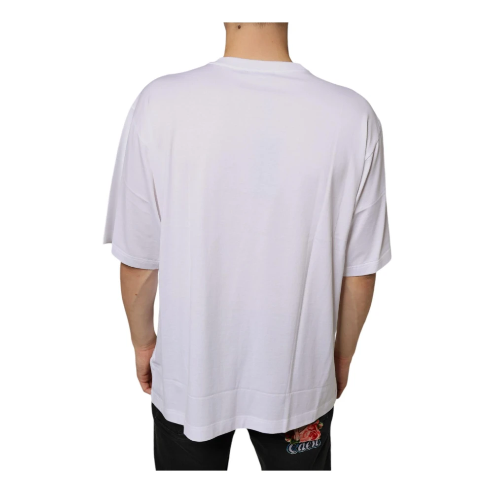 Dolce & Gabbana Metal Logo Katoenen T-shirt Wit Korte Mouw White Heren