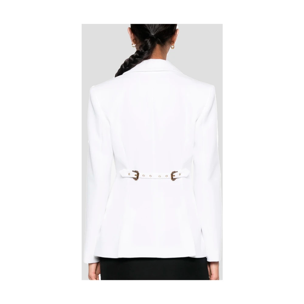 Versace Jeans Couture Witte Americana Jas met Gouden Gespen White Dames