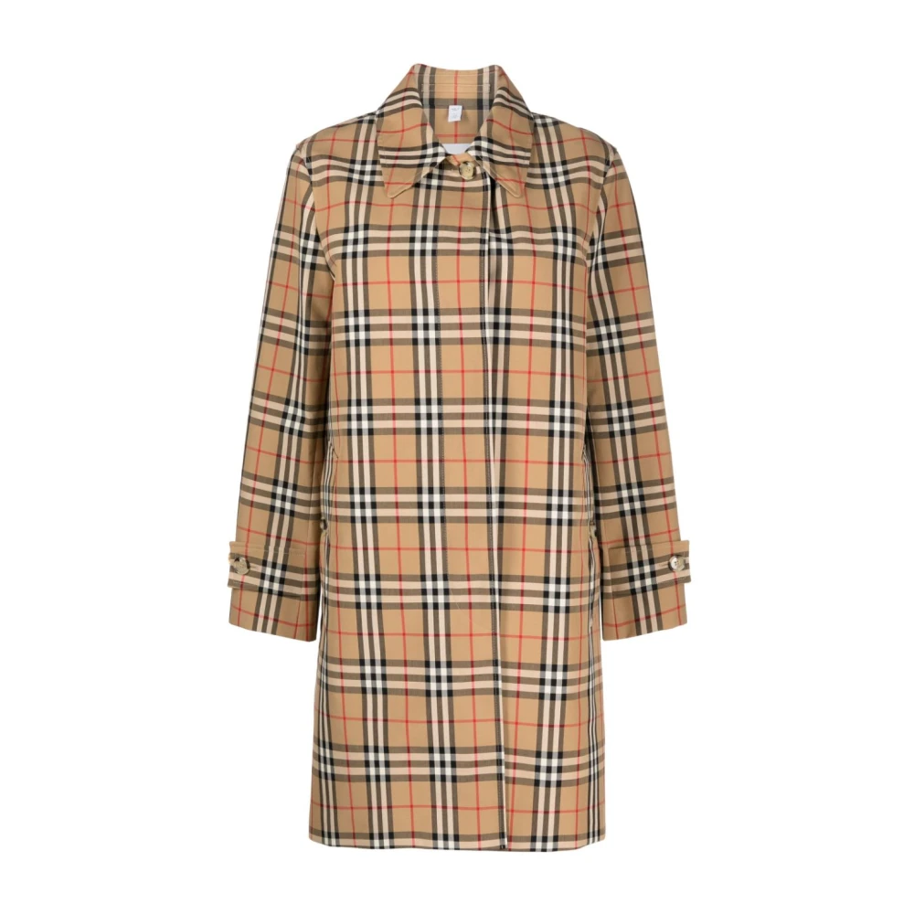 Burberry Women's Beige Plaid Check Jacket - Single-Breasted Coats - 2XS - Coats