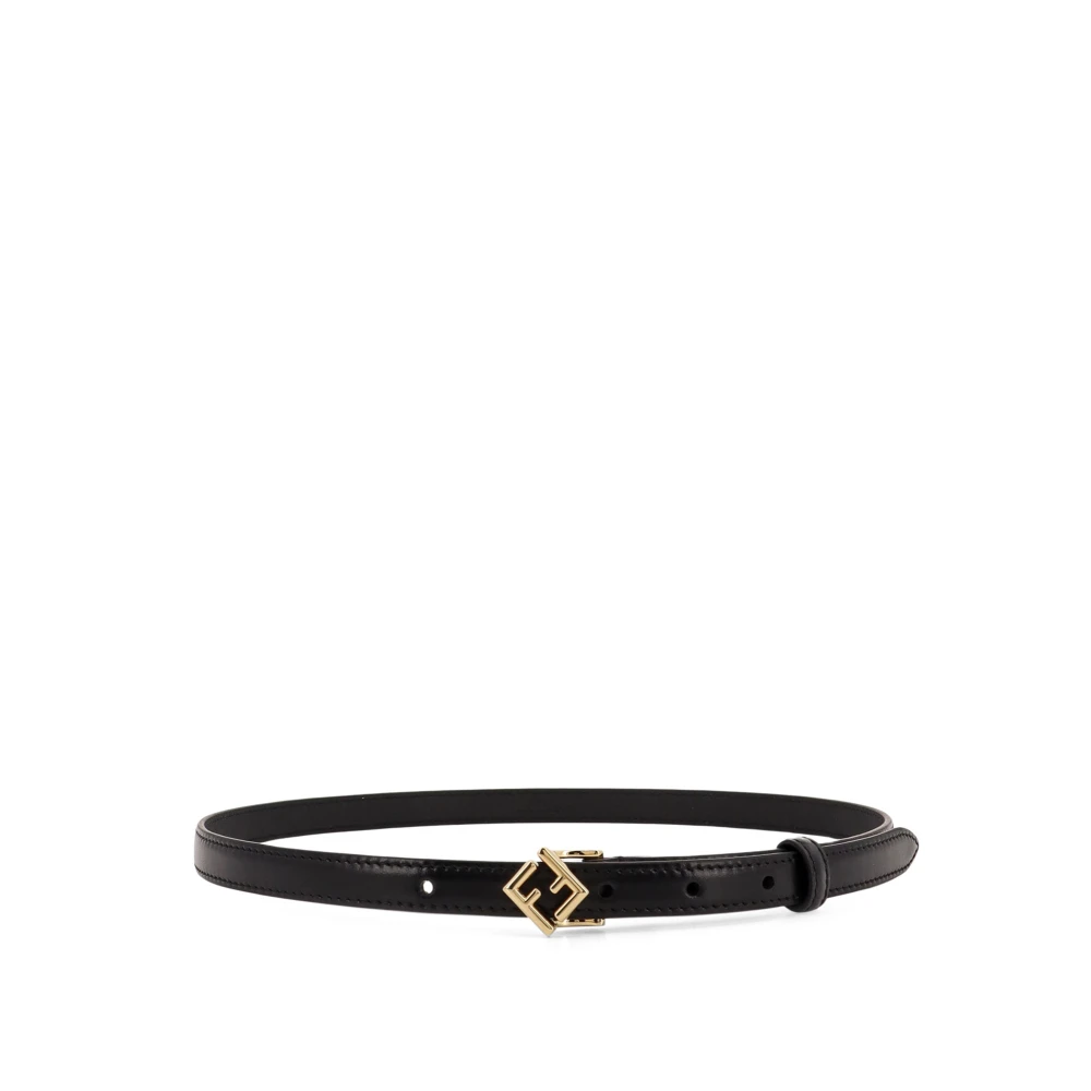 Fendi Svart Läderbälte Med Metallspänne