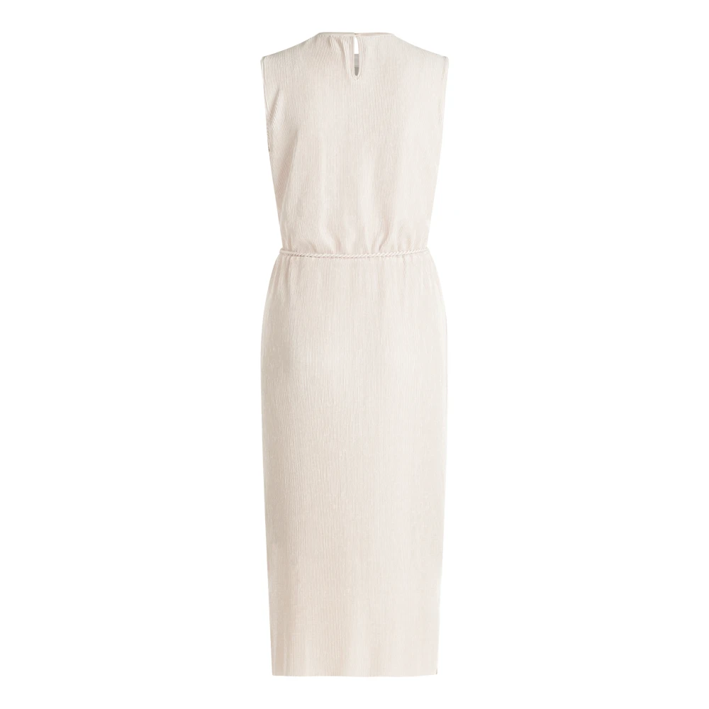 Betty & Co Mouwloze Geplooide Jurk Beige Dames