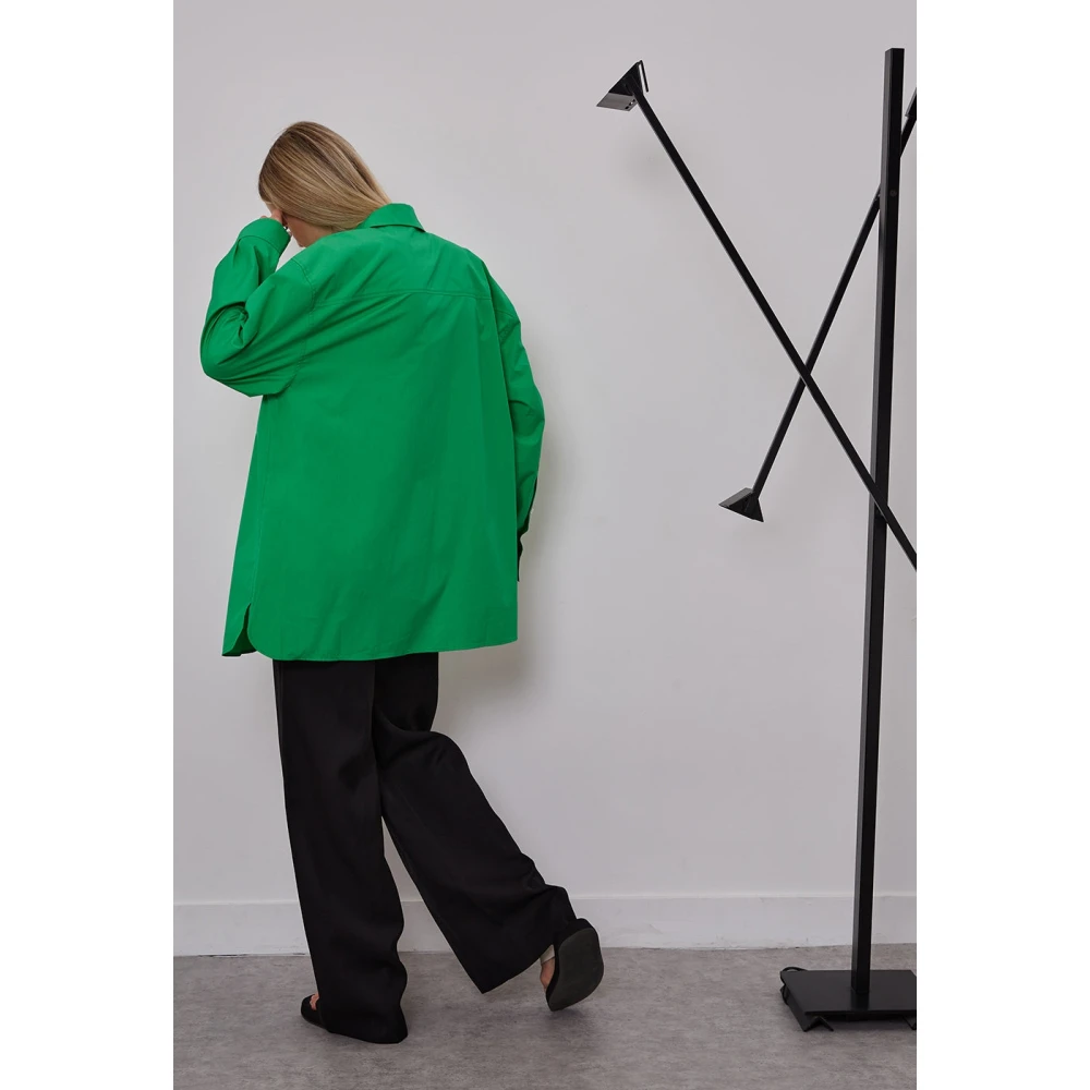 Loulou Studio Kleurrijke Katoen-Poplin Oversized Shirt Green Dames
