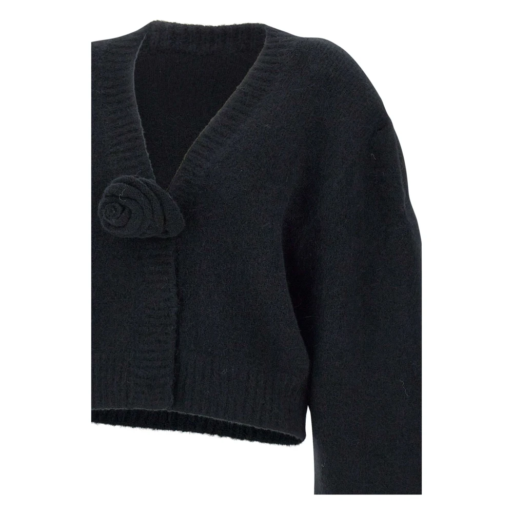 Rotate Birger Christensen Zwarte Wollen Alpaca Cardigan V-Hals Black Dames