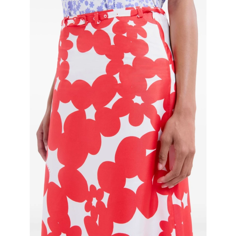 Marni Bloemenprint Midi Rok Red Dames