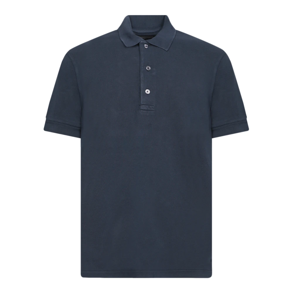 Tom Ford Blauwe Lyocell Polo Shirt Klassieke Kraag Blue Heren