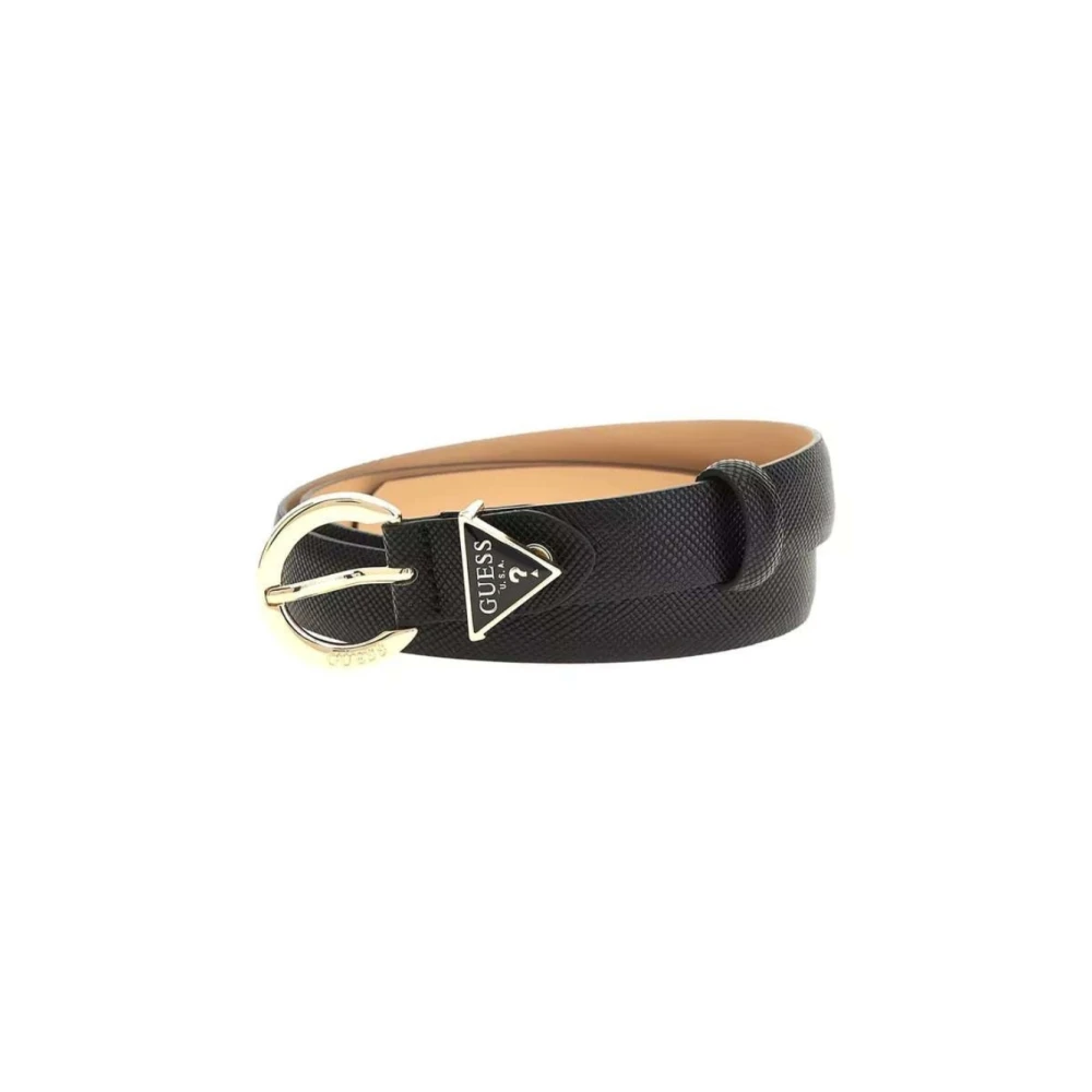 Guess Zwarte imitatieleren riem met gouden hardware Black Dames