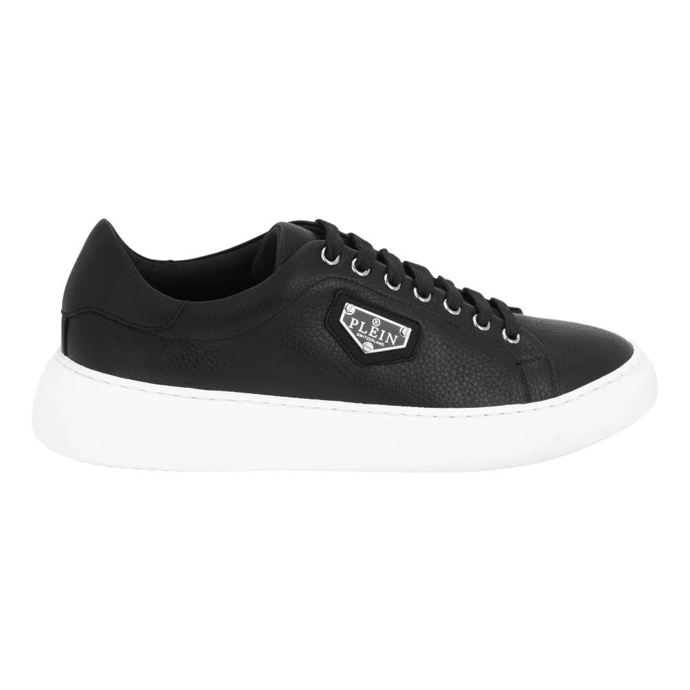 Philipp Plein Unisex Black Sneakers, 9 Uk, Leather Lo-Top Trainers Iconic