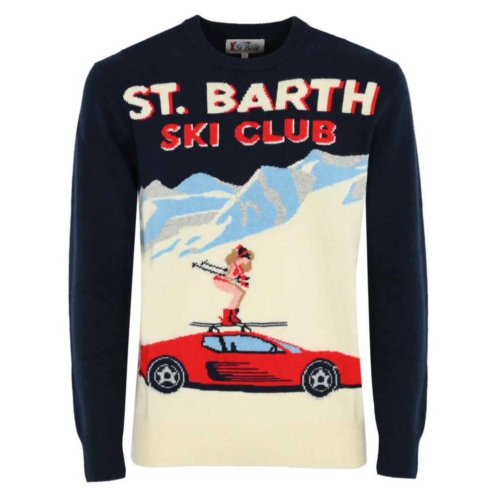 MC2 Saint Barth Blauwe wollen trui met intarsia Blue Heren
