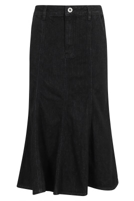 flared-denim-midi-skirt-in-black