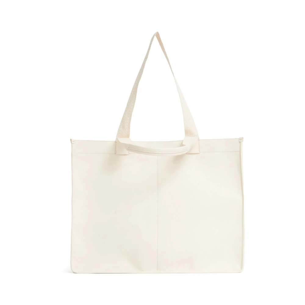 Maison Margiela Witte Katoenen Schoudertas met Handtekening Motief Beige Heren
