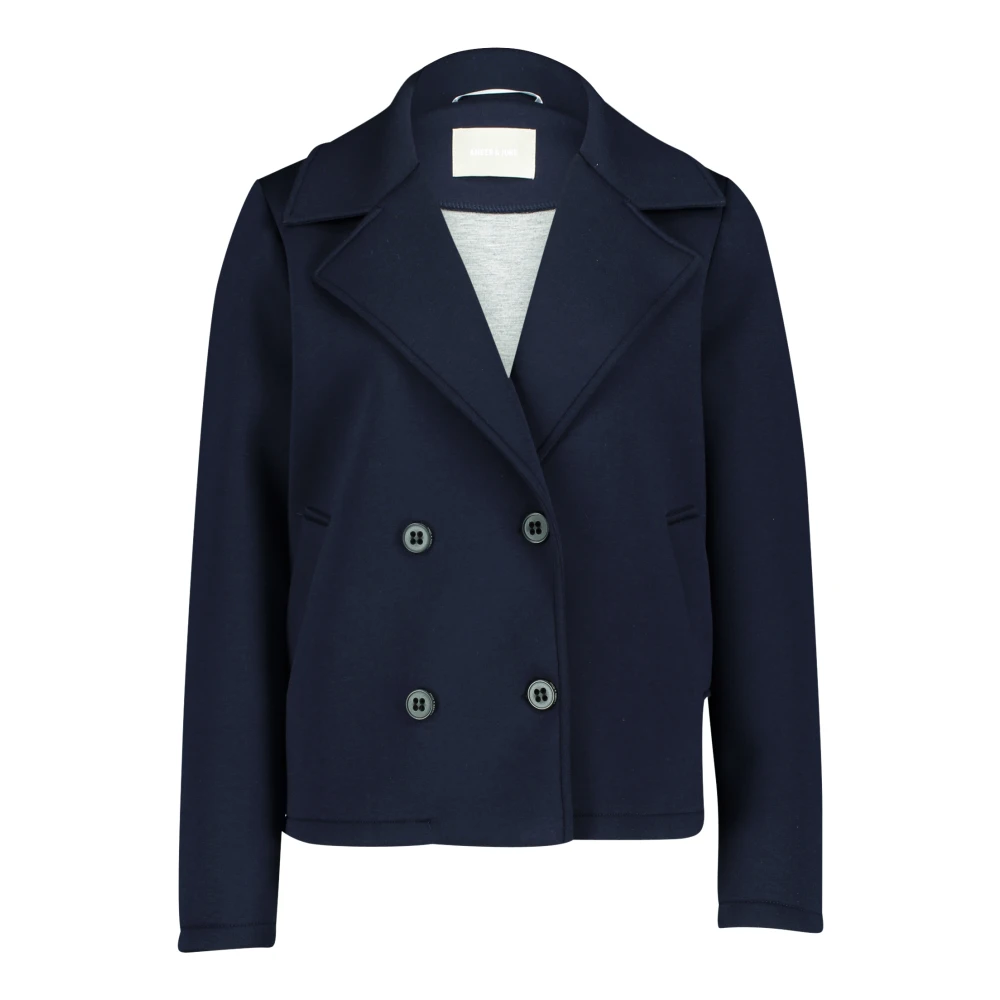 Amber & June Moderne Blazerjas met Reverskraag Blue Dames