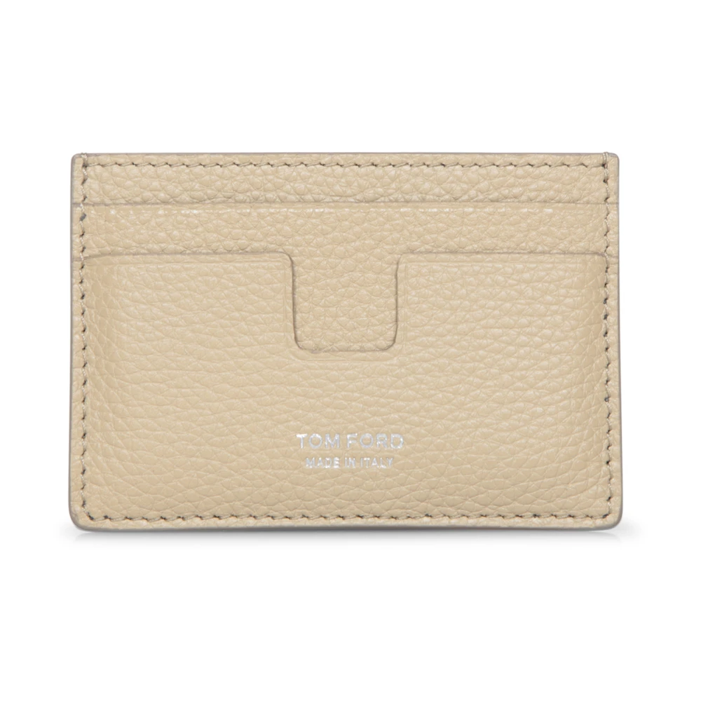 Tom Ford Men's Beige Leather Card Holder Organizer - Wallets & Cardholders - One Size - Accessories