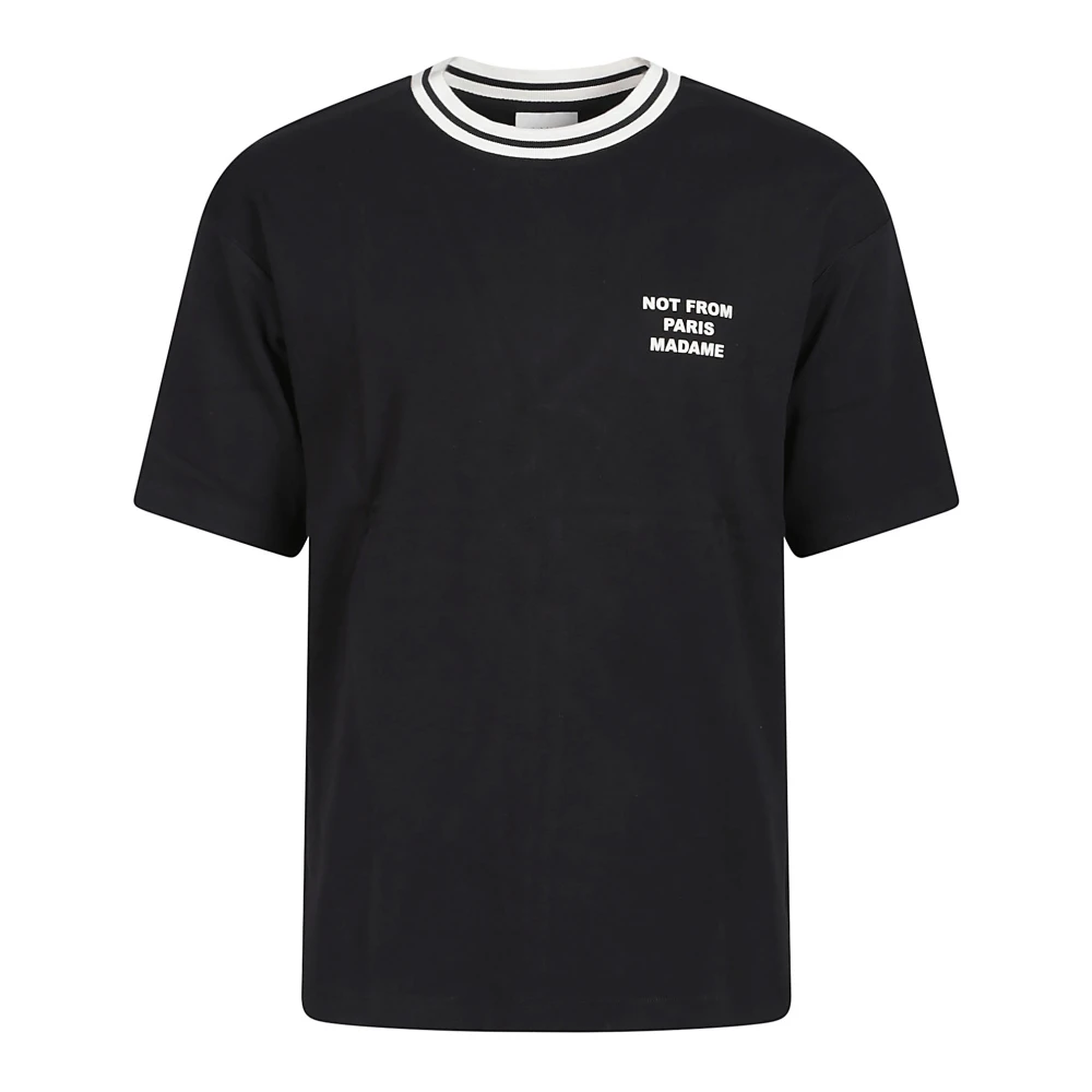 Drole de Monsieur Sportieve Slogan T-shirt Black Heren