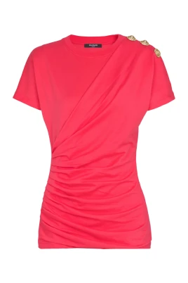Draperad T-shirt med knappar