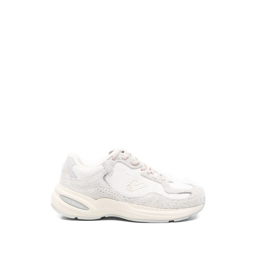 Emporio Armani Raffia en Suède Sneakers Dames Schoenen Wit