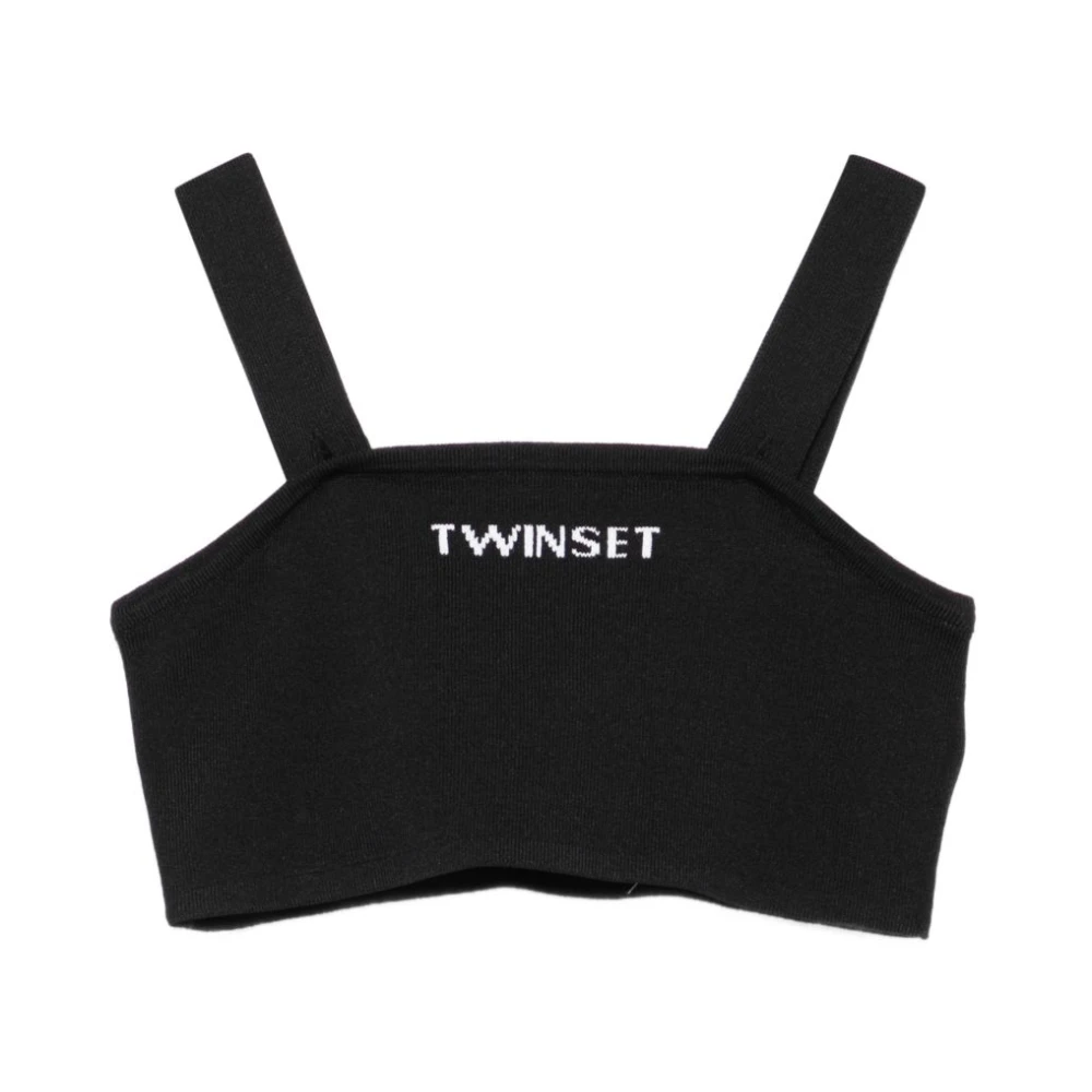 Twinset Unisex Kids Black Top - Kids Sleeveless Tops - 10 Y - Kids