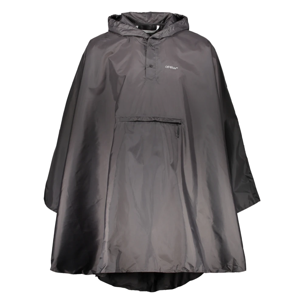 Off White Verstelbare capuchon regenjas met logoprints Gray Heren