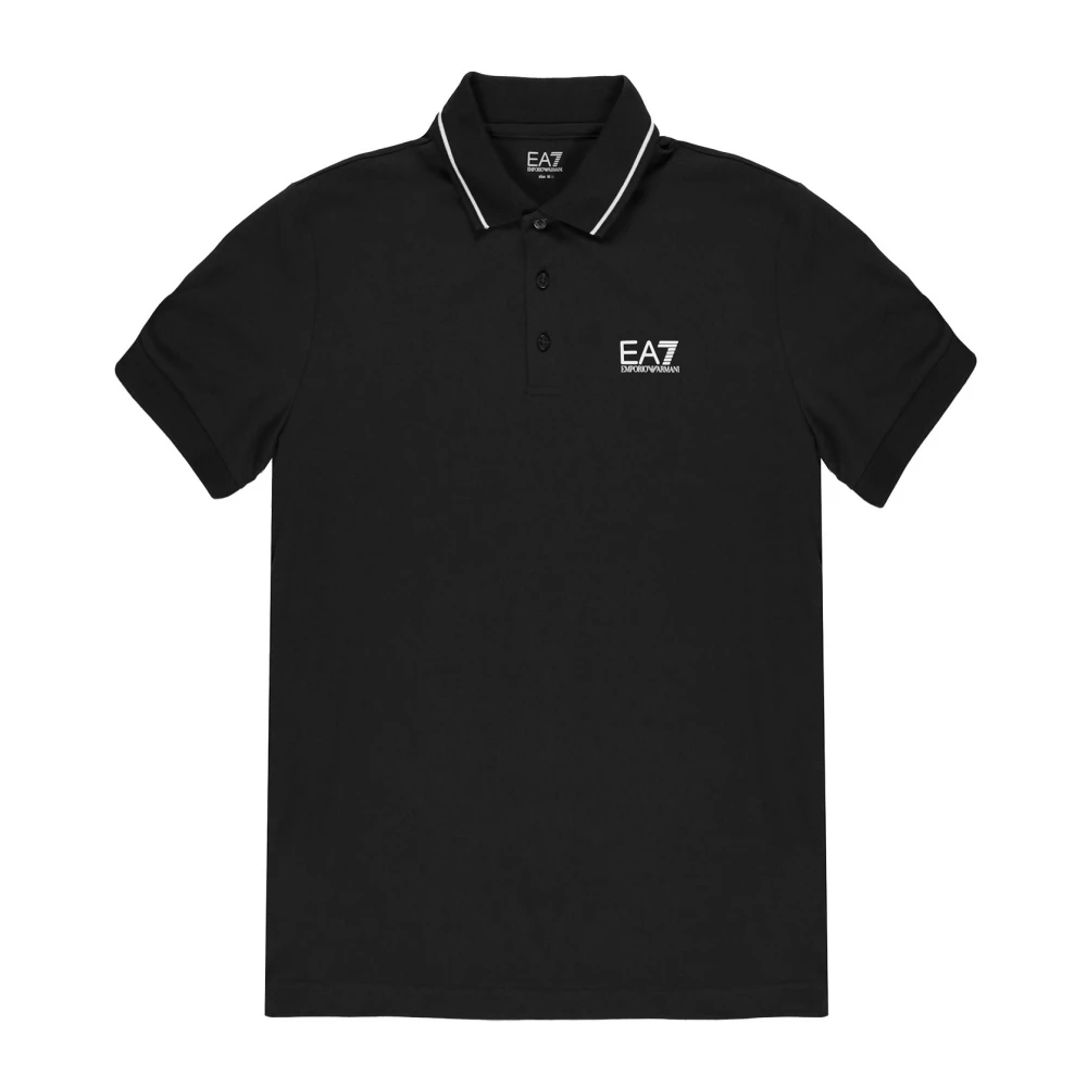 Emporio Armani EA7 Zwarte Polo Shirt met Knopen Black Heren