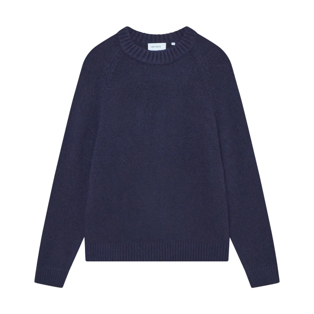 Les Deux Men's Blue Textured Crewneck Knit Jumper - Round-Neck Knitwear - L - Knitwear