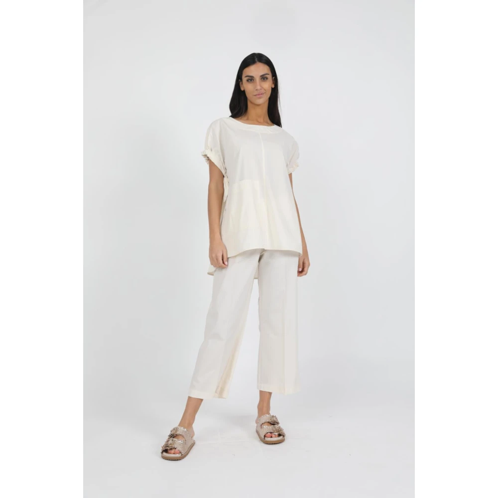 MeiMeiJ Casual Katoenen T-shirt voor dagelijks gebruik Beige Dames