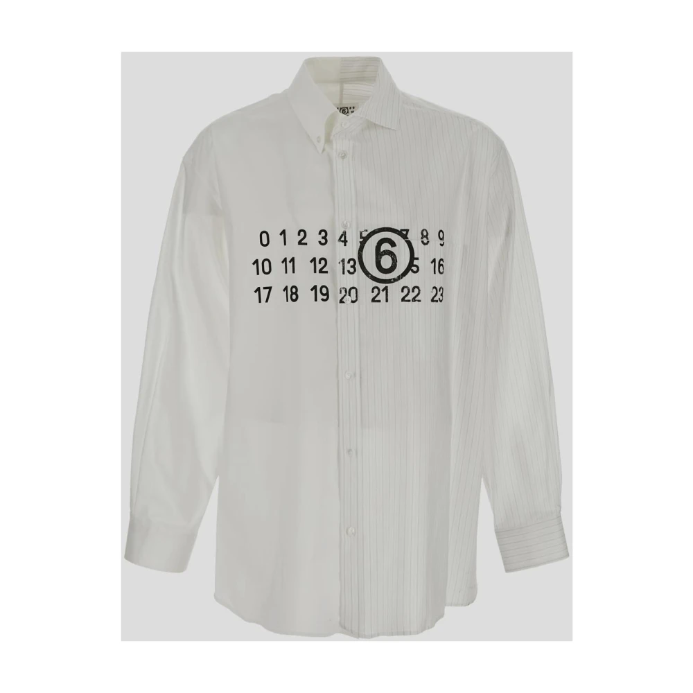 MM6 Maison Margiela Gedrukt Shirt van Katoen White Heren