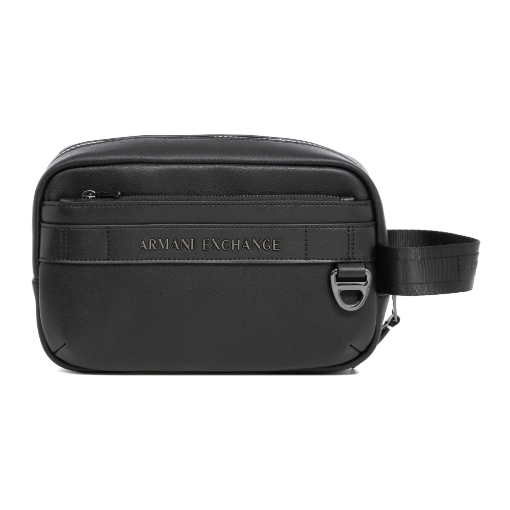 Armani Exchange Eenvoudige Toilettas met Ritssluiting Black Heren