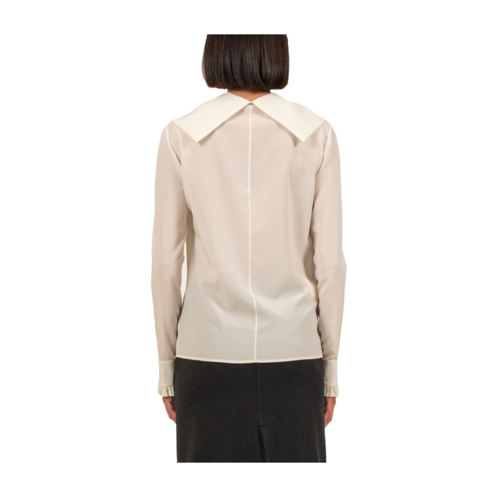 Philosophy di Lorenzo Serafini Zijden Overhemd met Wijde Kraag Beige Dames