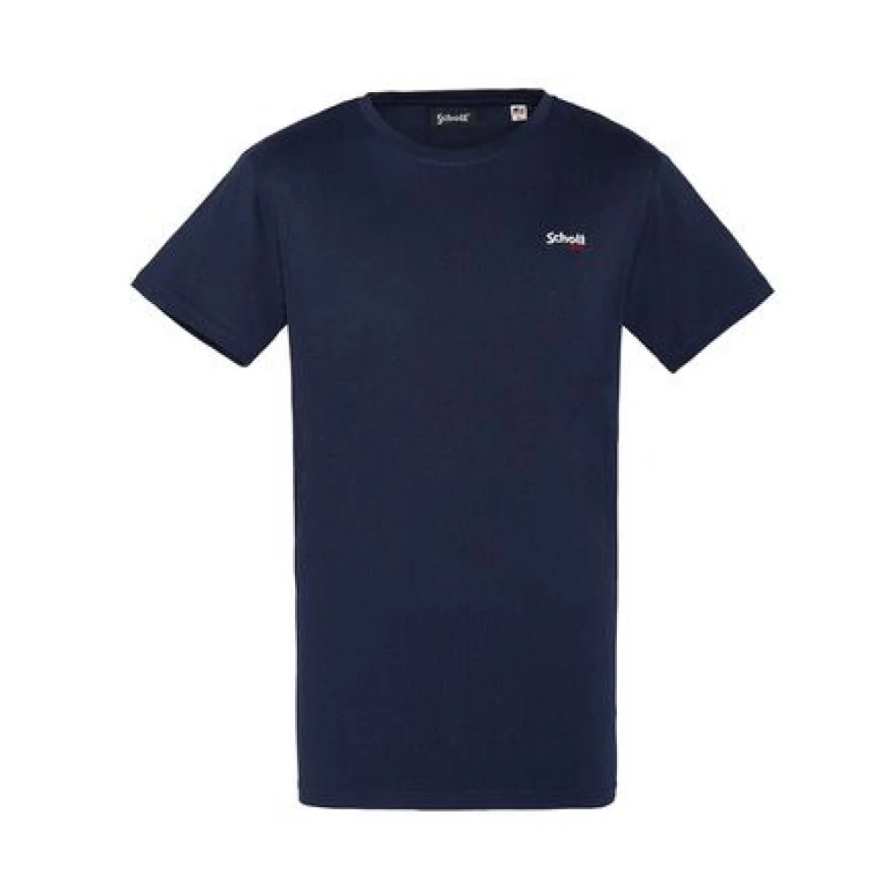 Schott NYC Geborduurd logo katoenen T-shirt Blauw Blue Heren