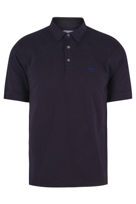 chemise-bleue-pique-avec-logo-brode