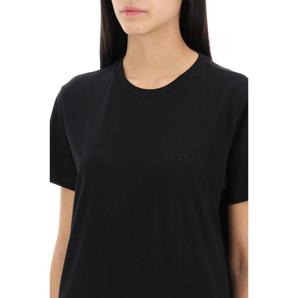 Isabel marant Organisch Katoenen Logo T-Shirt Black Dames