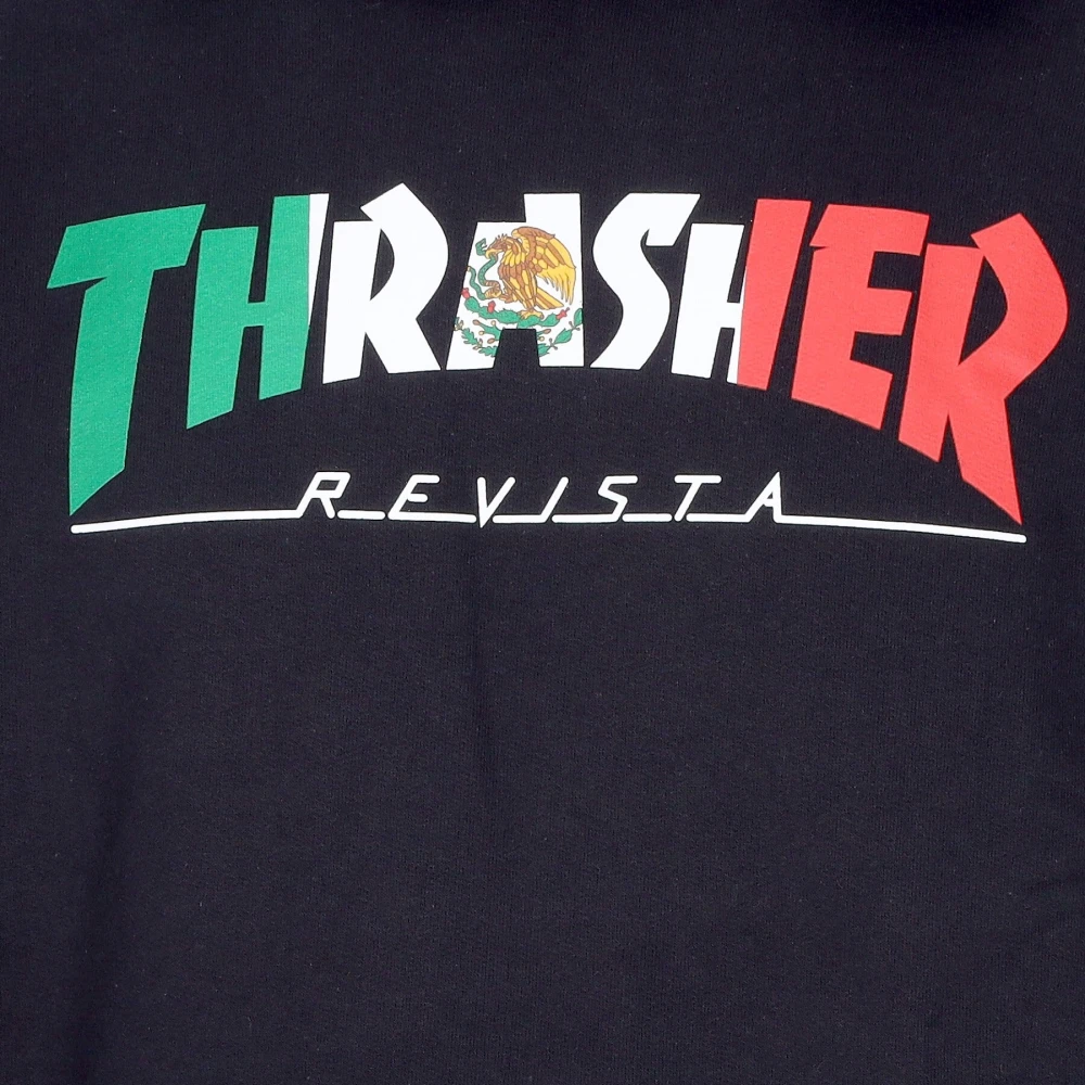 Thrasher Mexico Zwarte Hoodie Lang Sweatshirt Black Heren
