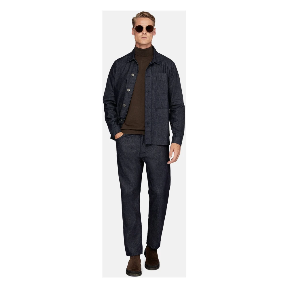 Boggi Milano Work Shirt Jacket in Denim Blue Heren
