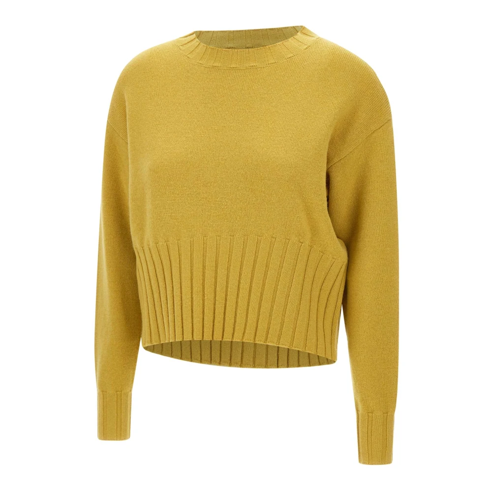Kaos Mosterd Wol Kasjmier Trui Yellow Dames