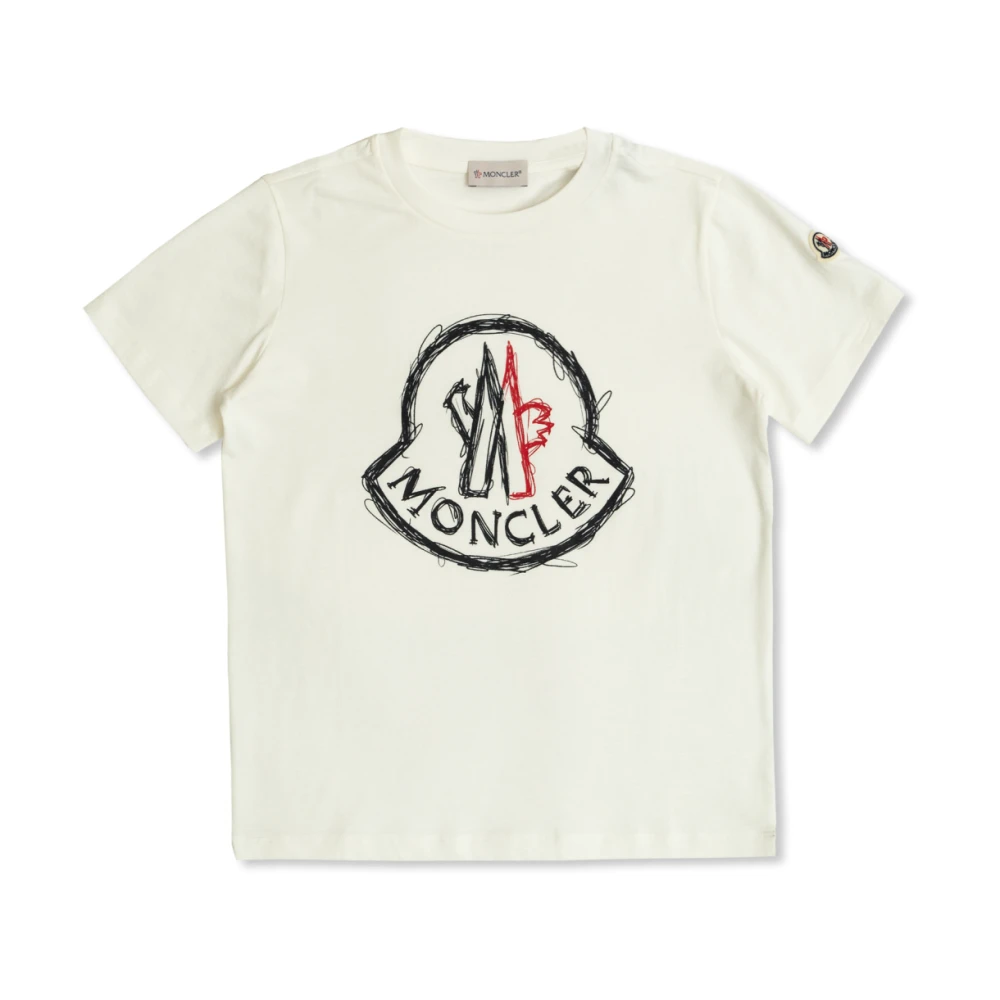 Moncler Unisex Kids White T-Shirts,, T-Shirt With Logo Size 10 Y
