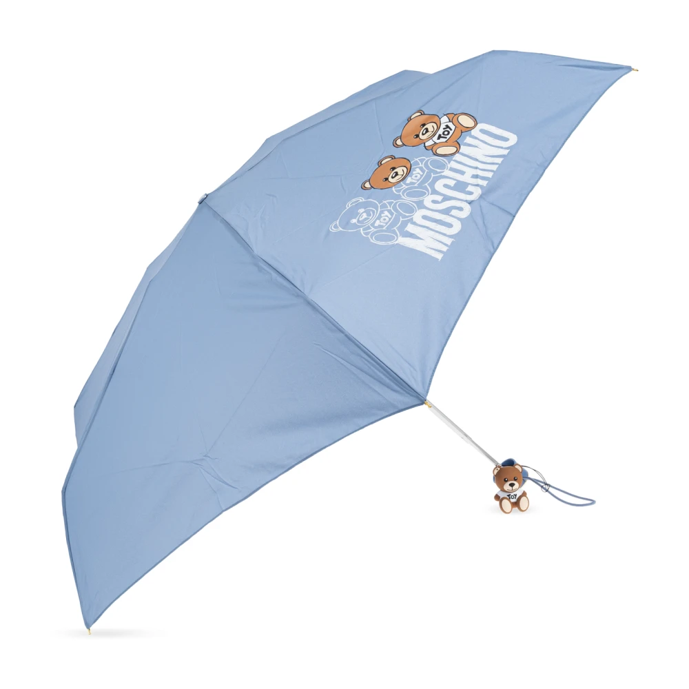 Moschino Opvouwbare paraplu met logo Blue Unisex