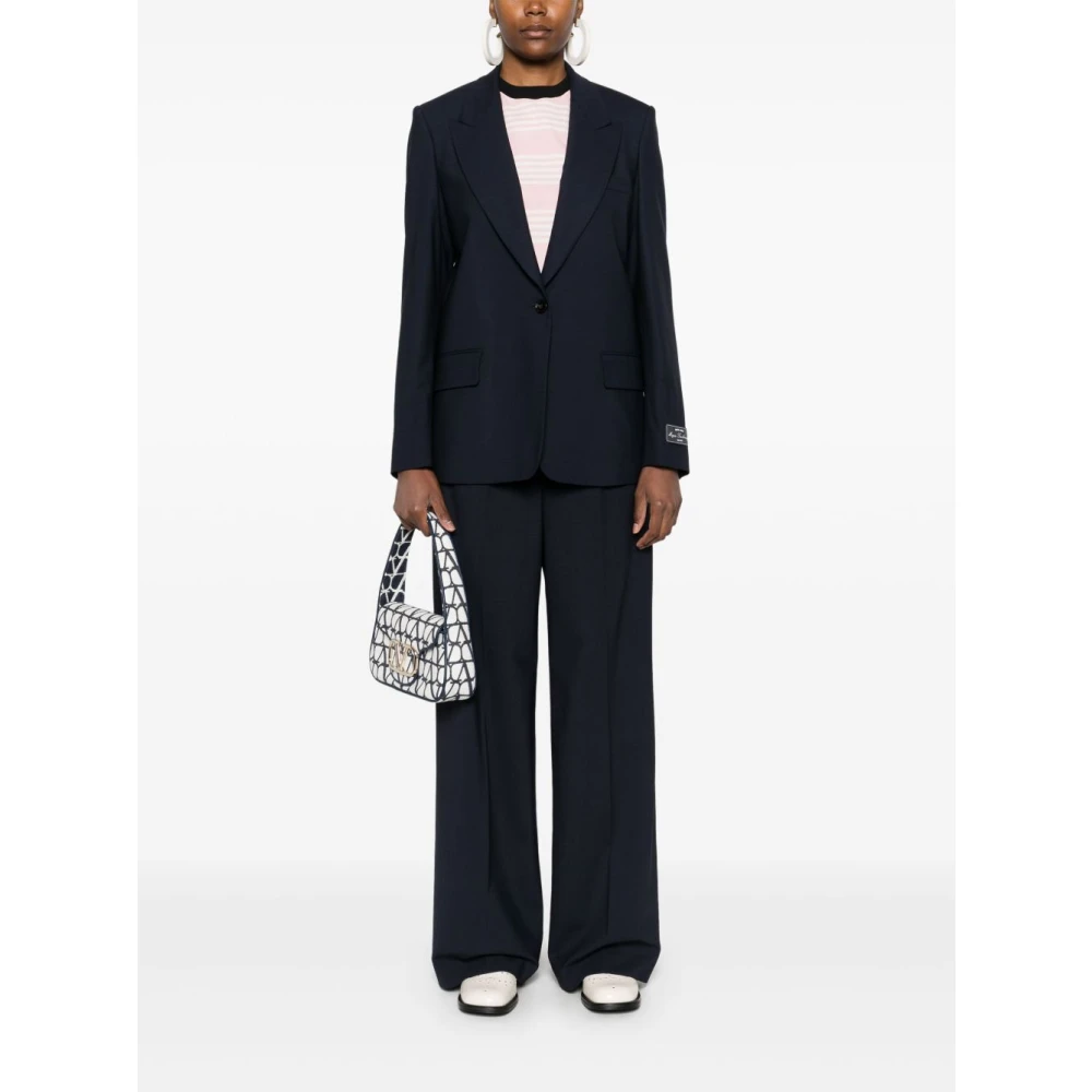 Msgm Blauwe Wollen Jas Blue Dames