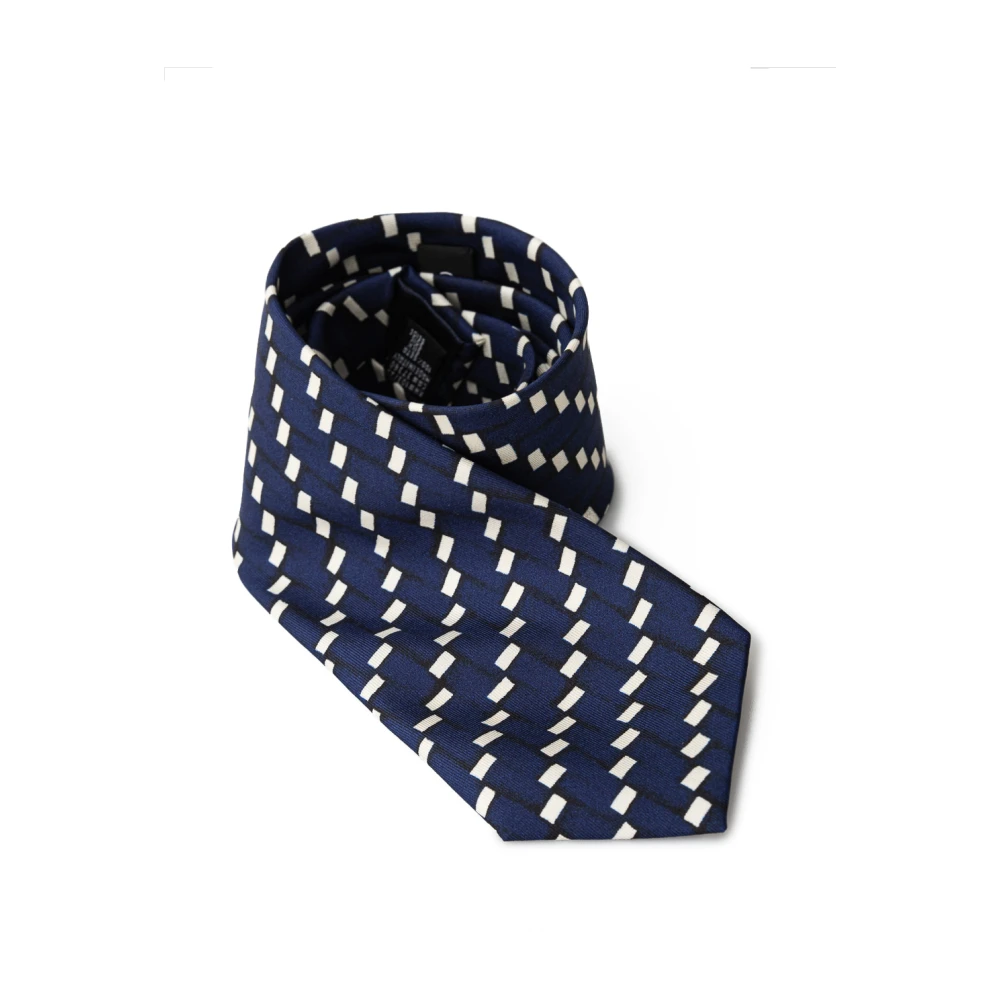 Giorgio Armani Navy Zijden Stropdas Blue Heren