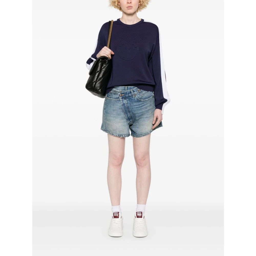 pinko Blauw en wit trui Ss25 Blue Dames