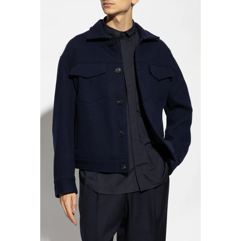 Emporio Armani Wollen jas Blue Heren