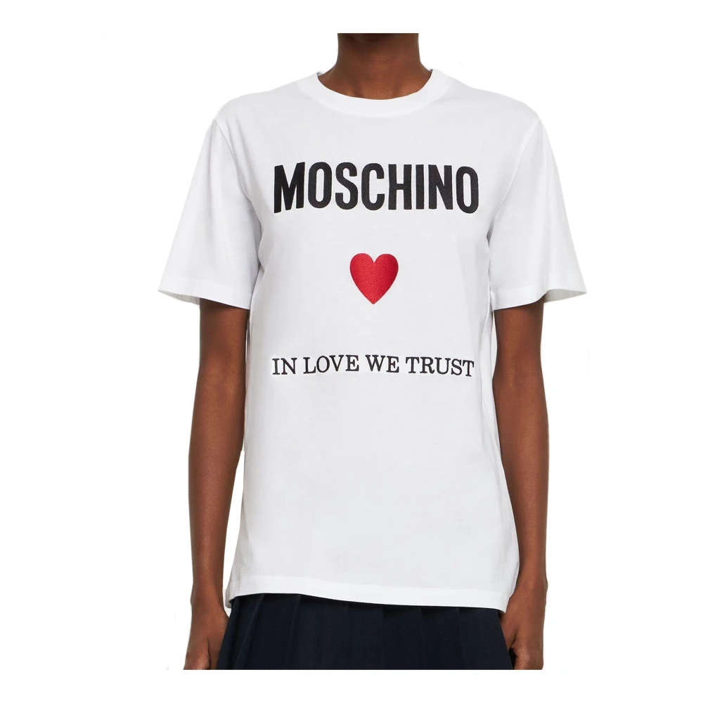 Moschino Witte T-shirt In Love We Trust White Heren