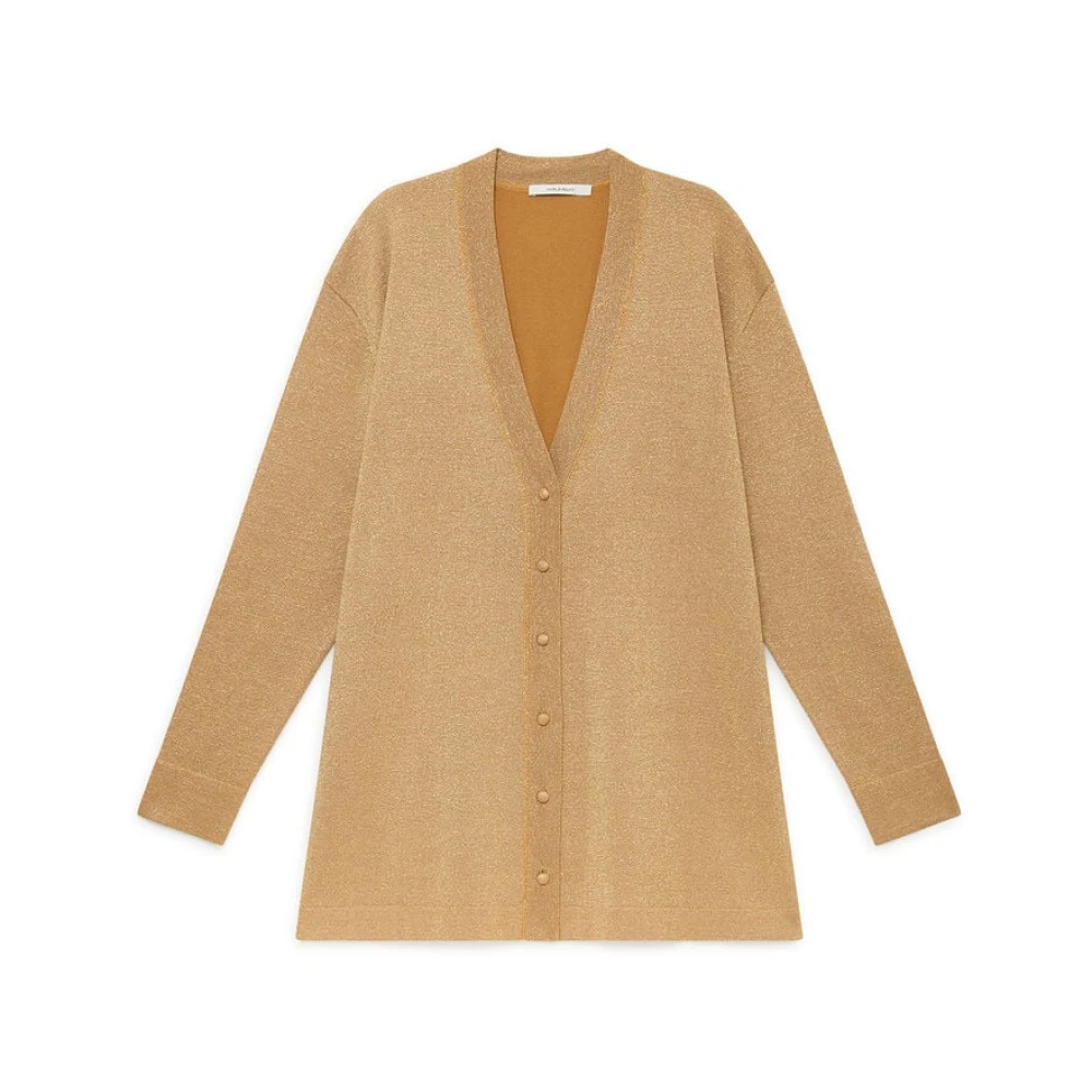Maliparmi Women's Yellow Shiny Fluid Lurex Cardigan