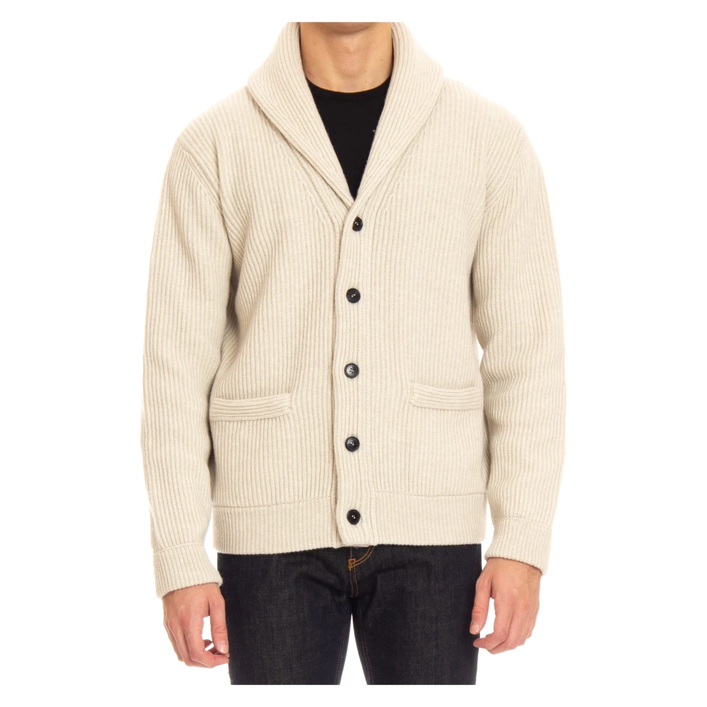 Roberto Collina Men's Beige Cardigan With Shawl Collar And Button Detail - Cardigans - 2XL - Knitwear