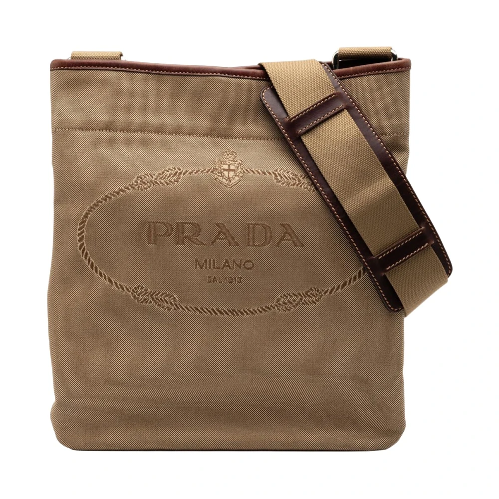 Prada Vintage Women's Brown Vintage Cross Body Bags, One Size, Pre-Owned Embroidered Crossbody Bag